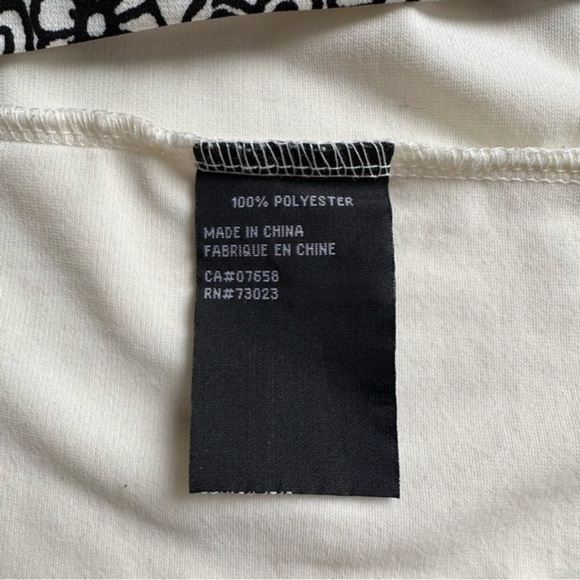 QED London Boho Tunic Top Dress White Black Paisley Flutter‎ Ruffle Sleeves - L - Picture 12 of 14